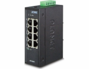 Planet ISW-800T, switch, 8x 10/100Base-TX, ESD, DIN, IP30, -40~75°C