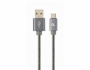 Gembird KAB051364 USB 2.0 AM na Type-C (AM/CM), 1m, šedý CABLEXPERT Kabel USB 2.0 AM na Type-C kabel (AM/CM), 1m, metalická spirála, šedý, blister, PREMIUM QUALITY