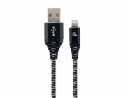 Gembird kábel nabíjací Lightning 8-pin (M) na USB 2.0 (M), prémiový, opletený, 1 m, čierny