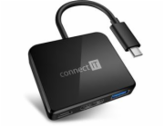 CONNECT IT USB-C hub, 3v1 (USB-C,USB-A,HDMI), externí, ČERNÝ