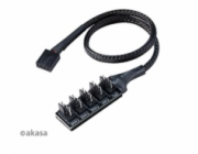 AKASA - FLEXA FP5H - 5 x PWM z MB PWM AK-CBFA08-30BK AKASA kabel FLEXA FP5H redukce pro ventilátory, 1x 4pin PWM na 5x 4pin PWM, 30cm