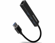 AXAGON HMA-GL3A, USB 3.2 Gen 1 hub, porty 3x USB-A + Gigabit Ethernet, kovový, kabel USB-A 20cm