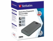 VERBATIM externí HDD 2TB, Executive Fingerprint Secure, USB 3.2 Gen 1 / USB-C, šedá