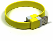 USB kabel microUSB logo na zápěstí, žluté