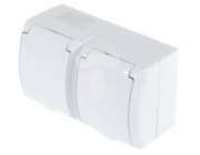 Ospel Hermetic Wave Double Nest with/U Schuko IP44 White Flap (GNH-2HSW)