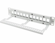 Lanberg PATCH PANEL PRÁZDNÝ 12 PORT 1U 10 S ORGANIZÉREM PRO MODULY KEYSTONE ŠEDÁ LANBERG