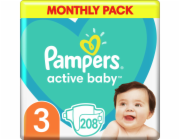 Pampers Active Baby Plenky Velikost 3, 6 kg-10 kg, 208 ks