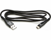 USB kabel Logo USB kabel (2.0), USB A M- USB CM, 2m, 480Mbps, 5V / 3A, černý, Logo, krabice, nylonové opletení, hliníkový kryt konektoru