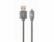 Gembird CC-USB2S-AMLM-1M-BG Gembird kábel nabíjací Lightning 8-pin (M) na USB 2.0 (M), prémiový, metalicky opletený, 1 m, šedý