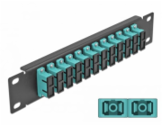 Delock 10" patch panel pro optická vlákna, 12 portů, SC Duplex, sv. modrý, 1U, černý