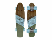 Spokey WOO-FISH Dřevěný pennyboard 56 x 15 cm, ABEC7, světle modrý