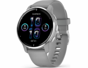 Garmin Venu 2 Plus, nerezová luneta Silver, pouzdro Gray, silikonový řemínek, EU