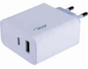 TRX Akyga AK-CH-14 USB nabíječka 220V/ 5-20V/ 45W/ USB-C + USB-A/ PD 3.0/ QC 3.0/ AFC/ FCP/ Apple 2.4A/ PPS/ bílá