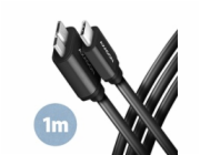 AXAGON BUMM3-CM10AB, SPEED kabel Micro-B USB <-> USB-C, 1m, USB 3.2 Gen 1, 3A, ALU, tpe, černý