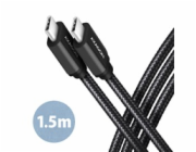 AXAGON BUCM3-CM15AB, SPEED kabel USB-C <-> USB-C, 1.5m, USB 3.2 Gen 1, PD 60W 3A, ALU, oplet, černý