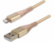 Kabel USB kabel USB kabel (2.0), USB A M - Apple Lightning C89 M, 2M, MFI Certifikát, 5V/2.4A, Zlato, Logo, Box, Nylon Braid, hliníkový kryt