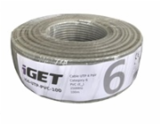 Instalační kabel iGET CAT6 UTP PVC Eca 100m/box, kabel drát, s třídou rena oheň Eca