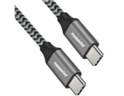 PREMIUMCORD Kabel USB-C M/M, 100W 20V/5A 480Mbps bavlněný oplet, 1,5m