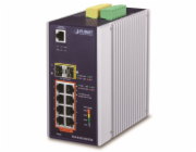 Planet IGS-6325-8UP2S průmyslový L3 switch, 8x1Gb, 2x2.5Gb SFP, PoE 802.3bt 360W, 48-54VDC, -40~75°C, fanless