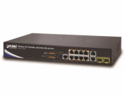 Planet WAPC-1232HP, WLAN kontrolér pro 32x AP, 10x LAN/8x POE, 2x SFP, Web/SNMP, L2/L3, VLAN, ACL, IGMP