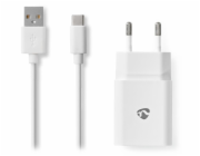 NEDIS síťová nabíječka/ USB-C/ 2.4 A/ 5.0 VDC/ bílá/ kabel 1m