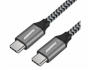 PREMIUMCORD Kabel USB-C (USB 3.2 Gen 2, 3A, 60W, 20Gbit/s) bavlněný oplet, 0,5m