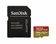 SanDisk micro SDXC karta 256GB Extreme PLUS (200 MB/s Class 10, UHS-I U3 V30) + adaptér