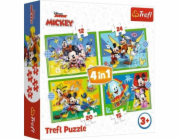 Puzzle 4v1 Mickey mezi přáteli