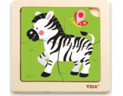 Dřevěné puzzle pro nejmenší Viga 4 ks Zebra