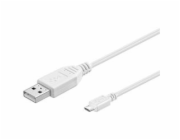 PremiumCord kabel micro USB 2.0, A-B 3m, bílá