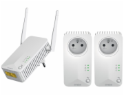 STRONG sada 3 adaptérů Powerline WF 600 TRI FR/ Powerline 600 Mbit/s/ Wi-Fi 300 Mbit/s/ 2x LAN/ bílý