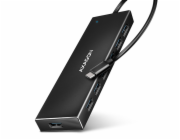 AXAGON HUE-F7C, 7x USB 3.2 Gen 1 ALU FLAT CHARGING hub, micro USB napájecí konektor, kabel USB-C 30cm