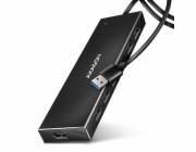 AXAGON HUE-F7A, 7x USB 3.2 Gen 1 ALU FLAT CHARGING hub, micro USB napájecí konektor, kabel USB-A 1m