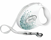 FLEXI Glam Splash Leaf with Swarovski crystals M - Dog Retractable lead - 5 m - white