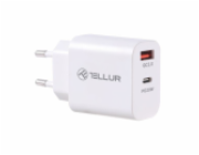 Tellur PDHC101 síťová dvouportová USB nabíječka, PD 20W + QC3.0 18W, bílá