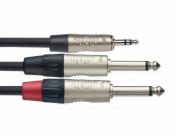 Stagg NYC3/MPS2PR, kabel 2x JACK mono/1x mini JACK stereo, 3m