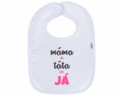 Kojenecký bavlněný bryndák New Baby máma+táta=JÁ růžový