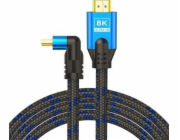 HDMI kabel (M) v2.1, Angular, 5m, 8k, Copper, Blue-Black, Golden Tips, Ethernet/3D, CL-175