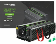 Převaděč monolitního napětí Qoltec 600 W | 1200 W | 24V až 230V | Čistý sinus