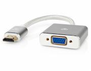 Nedis CCTB34900AL02 NEDIS PROFIGOLD adaptér HDMI/VGA/ konektor HDMI - VGA zásuvka/ hliník/ stříbrný/ BOX/ 20cm