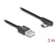 Delock Kabel USB 2.0 Typ-A samec na USB Type-C samec pravoúhlý 3 m černý