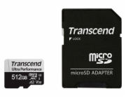 Transcend 512GB microSDXC 340S UHS-I U3 V30 A2 3D TLC (Class 10) paměťová karta (s adaptérem), 160MB/s R, 125MB/s W