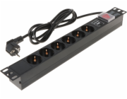 Power Strip 19 1U 6x Schuko Socket se spínačem (L19/6VP)