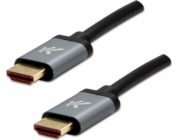 Video kabel HDMI M - HDMI M, HDMI 2.1 - Ultra High Speed, 1m, pozlacené konektory, hliníkový kryt, šedý, Logo 8K@60Hz, 48Gb/s