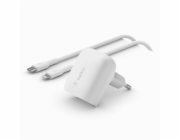 Belkin BOOST CHARGE™ 20W USB-C Power Delivery PPS nástěnná nabíječka + 1m USB-C na lightning kabel, bílá