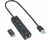 3-Port USB 3.2 Gen 1 Alu Hub + Ethernet, Dockingstation