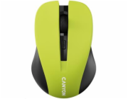 CANYON myš optická bezdrátová CMSW1, nastavitelné rozlišení 800/1000/1200 dpi, 4 tl, USB nano reciever, žlutá