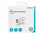 DELTACO USB-CAR125, Autonabíječka 2x USB 2.0, bi
