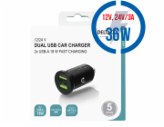 DELTACO USB-CAR128, Autonabíječka 2x USB 2.0, zda