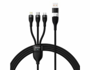 Kabel USB 3v1 Baseus Flash Series 2, USB-C + micro USB + Lightning, 100 W, 1,2 m (černý)